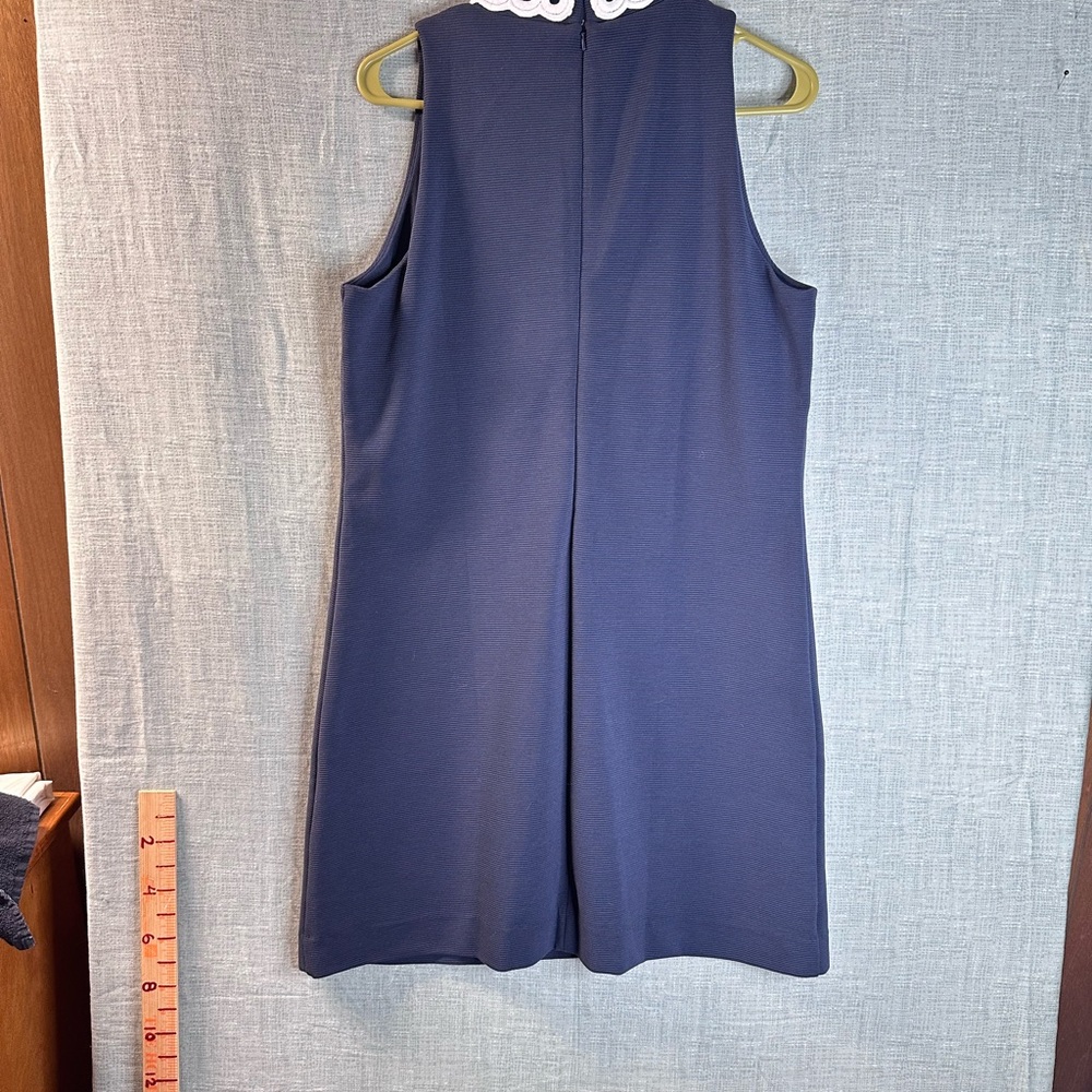 Lilly Pulitzer Callista Shift Dress Navy Blue White Lace High Neck Mini 2zippers - Picture 3 of 12